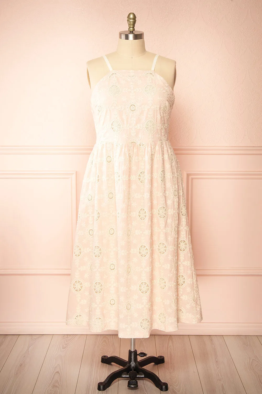 Susanne | Blush Floral Openwork Dress