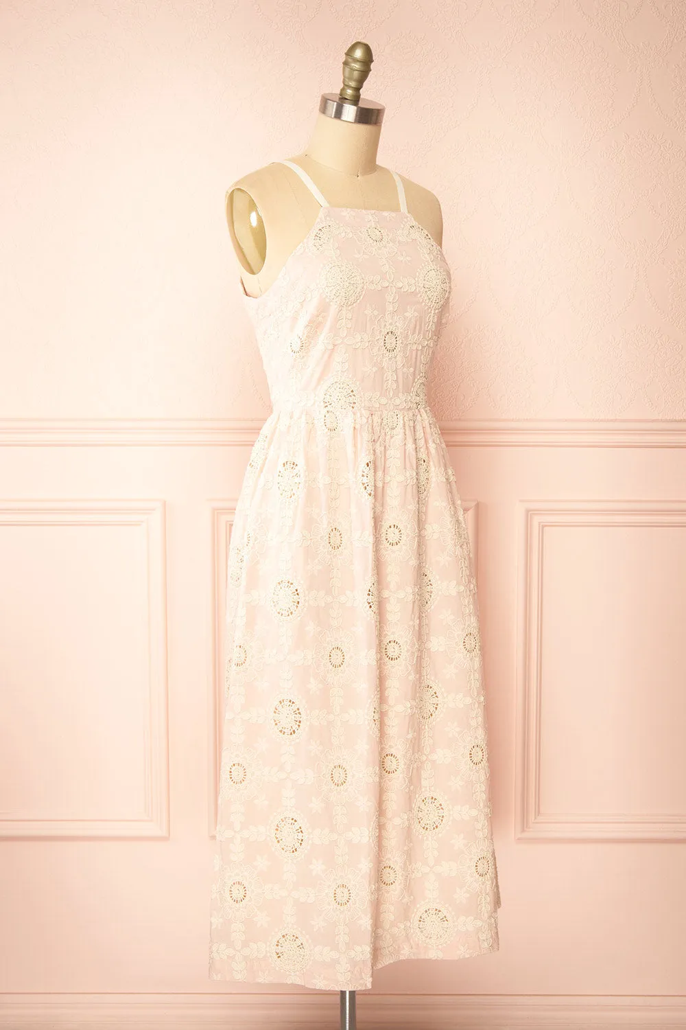 Susanne | Blush Floral Openwork Dress