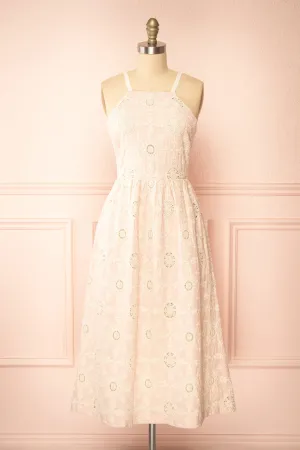 Susanne | Blush Floral Openwork Dress