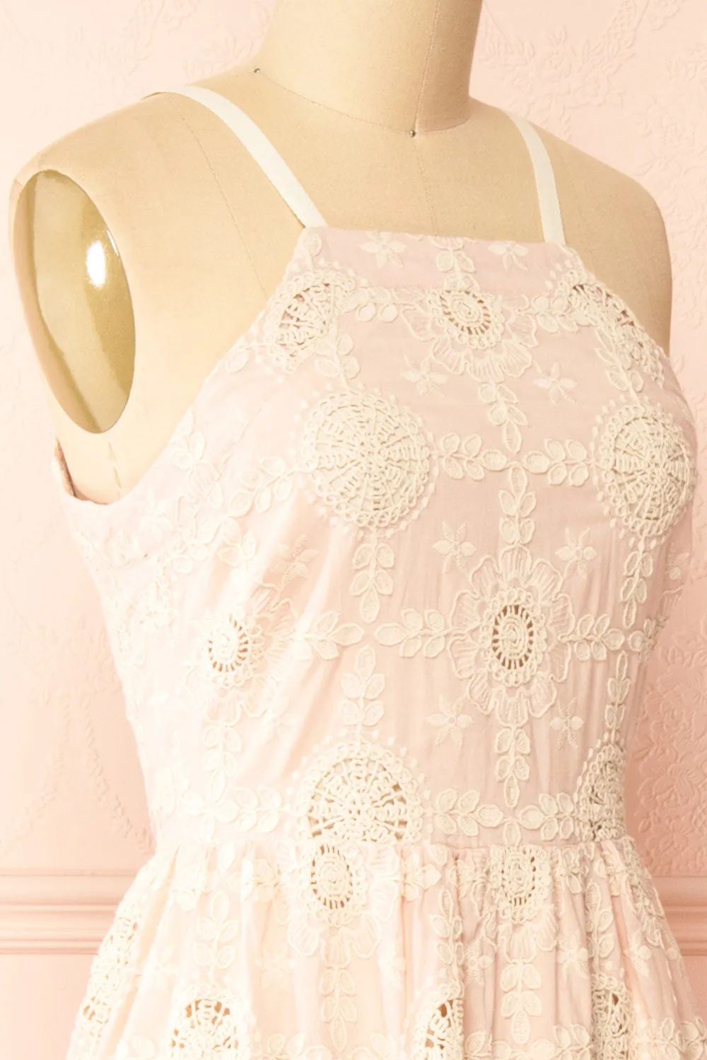 Susanne | Blush Floral Openwork Dress