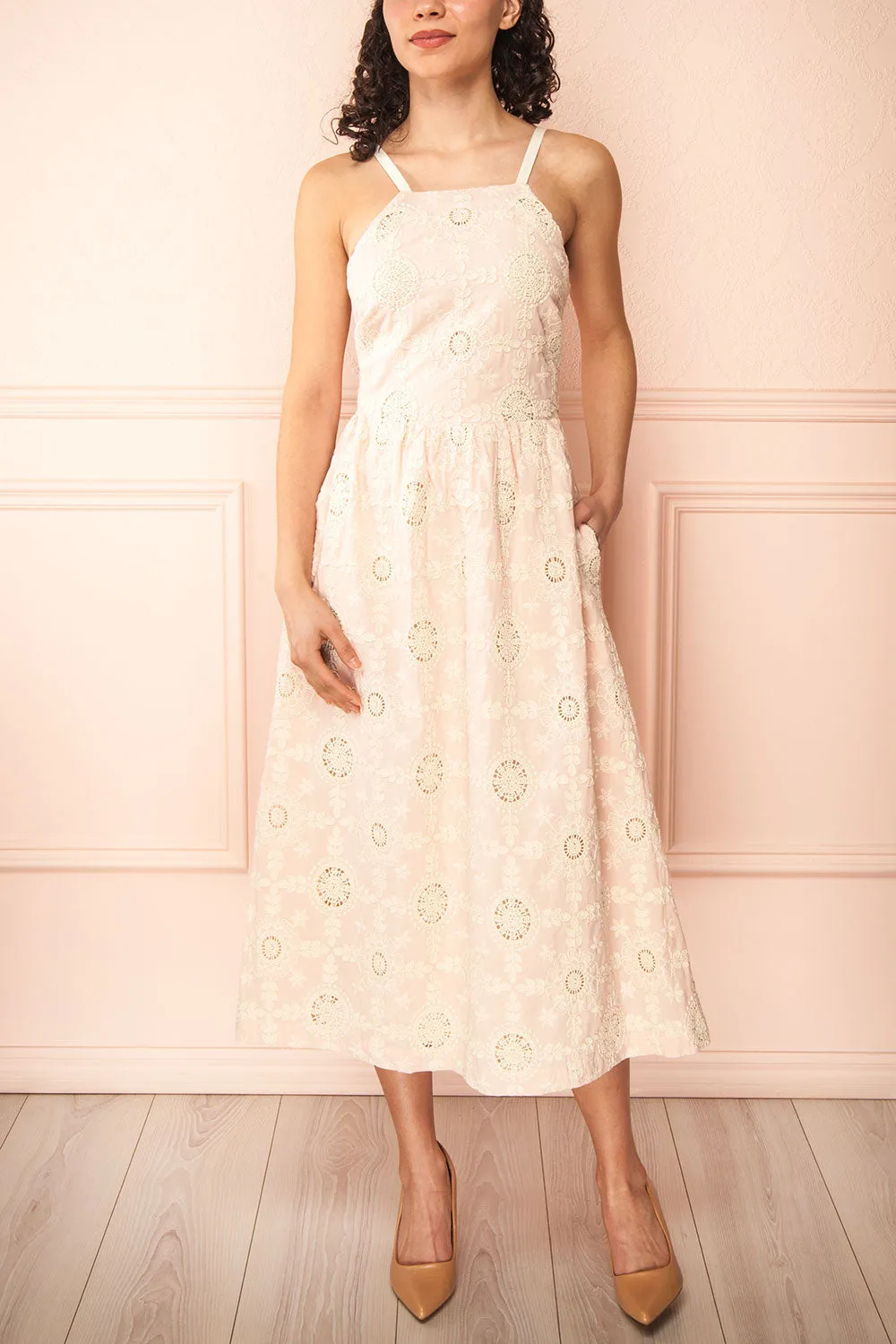 Susanne | Blush Floral Openwork Dress