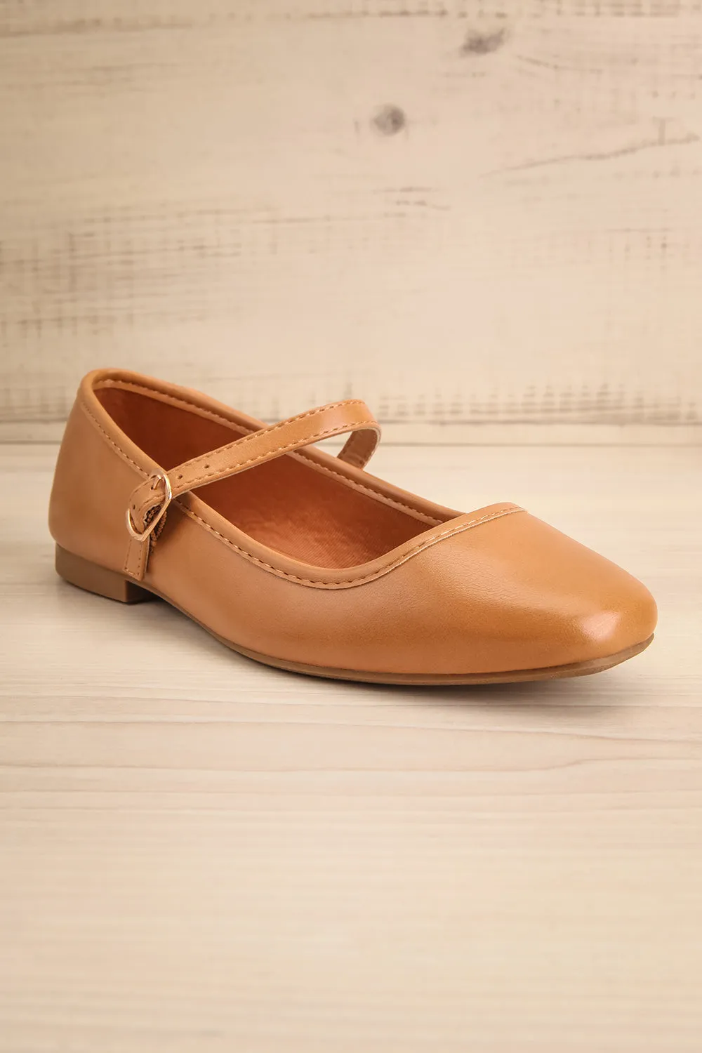 Sweepa Caramel | Ballerina Flats w/ Adjustable Strap