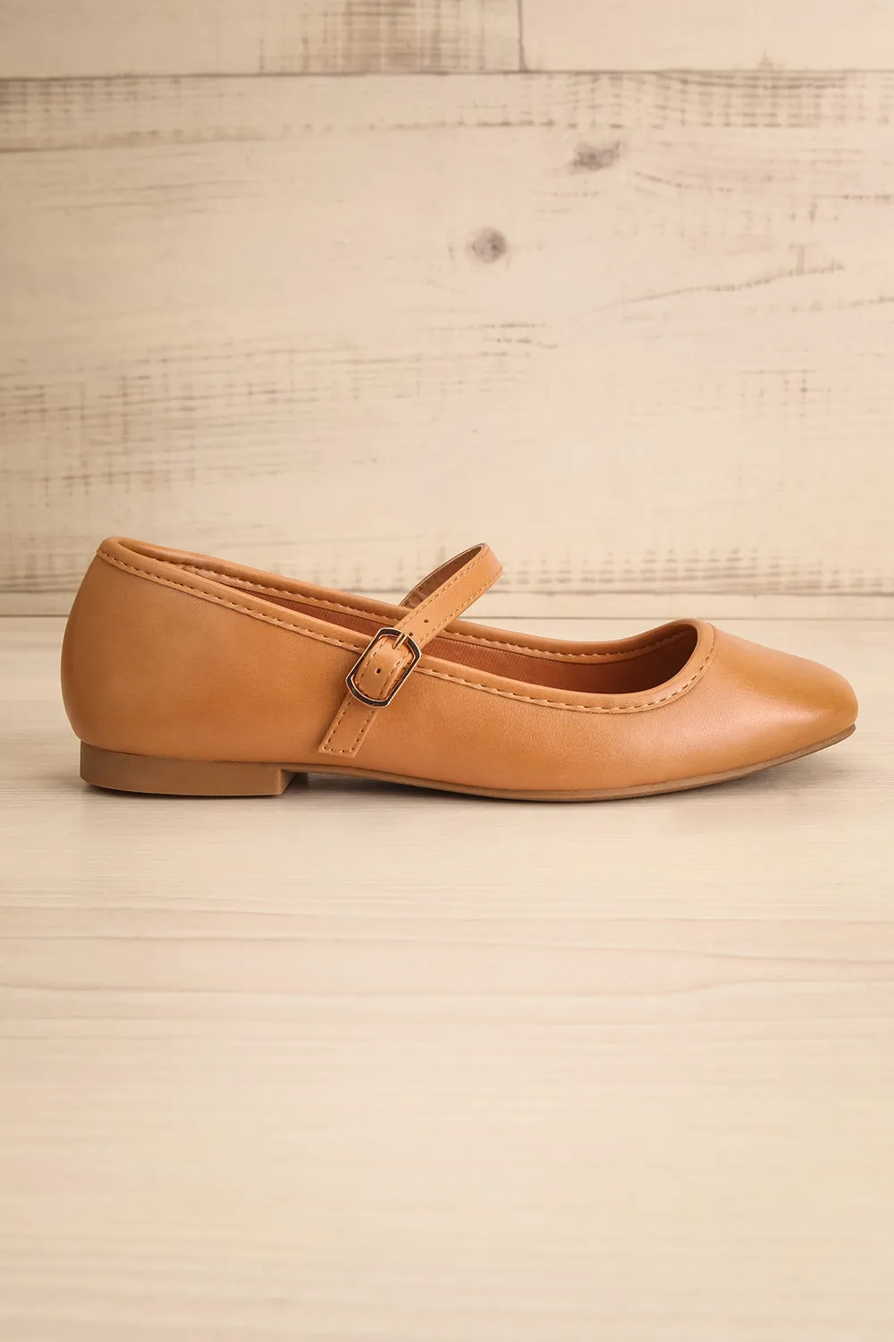 Sweepa Caramel | Ballerina Flats w/ Adjustable Strap