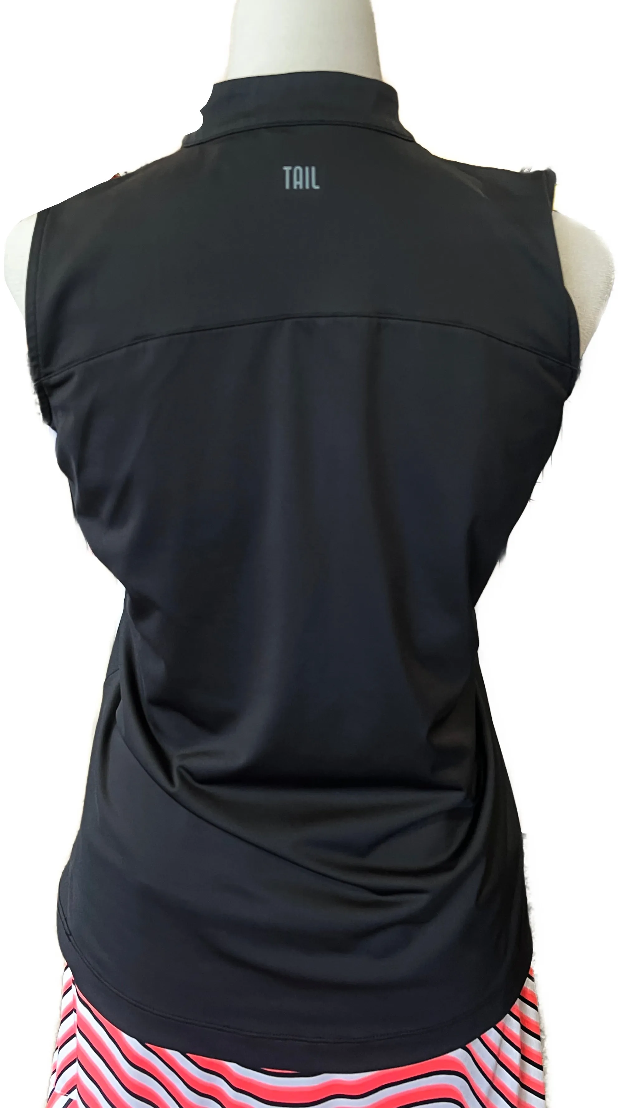 Tail Black Sleeveless Women's Golf Mock Top w/ Coral Placket Size S MSP$80