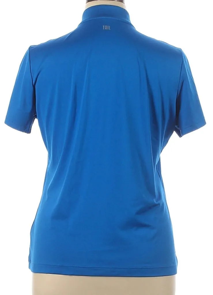 Tail Deep Turquoise Zip Mock Short Sleeve Golf Top Size XL. MSP$90