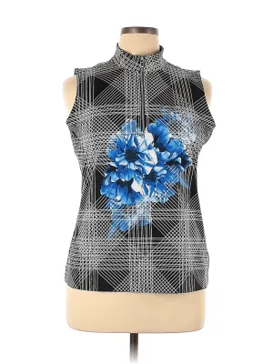 Tail Sleeveless Black & White Sleeveless Golf Top with Blue Flower Size S MSP$92