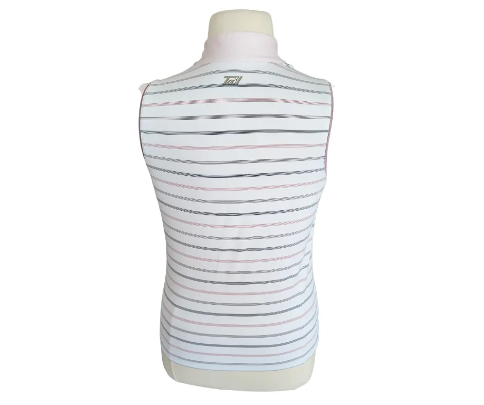 Tail White and Baby Pink Glitter Striped Sleeveless Polo Size L MSP$65