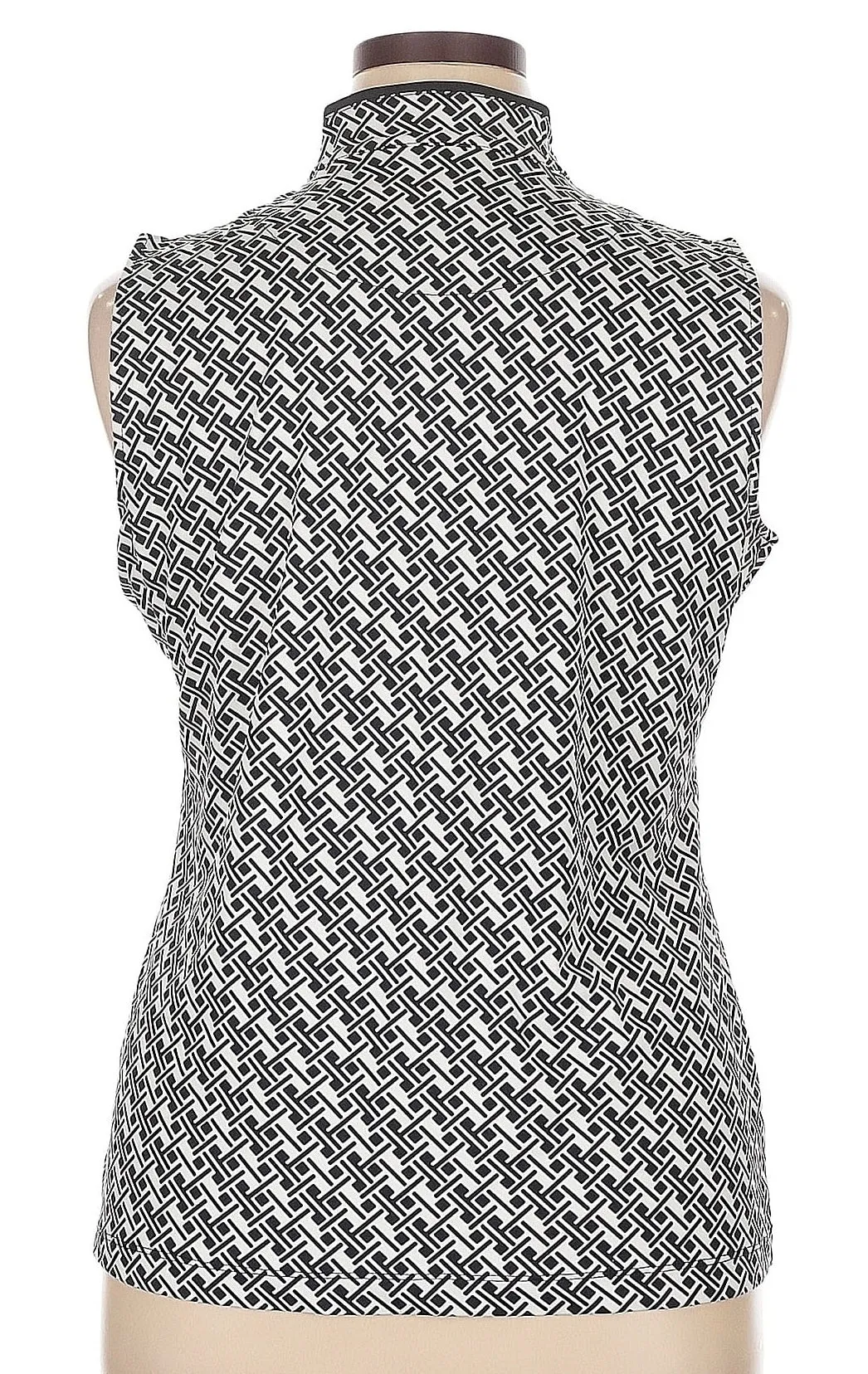 Tail White Label Black & White Geo Print Sleeveless Golf Polo Size XL