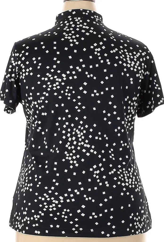 Tail White Label Black & White Square Pattern Women's Short Sleeve Golf Polo Size XXL MSP$68