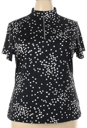 Tail White Label Black & White Square Pattern Women's Short Sleeve Golf Polo Size XXL MSP$68