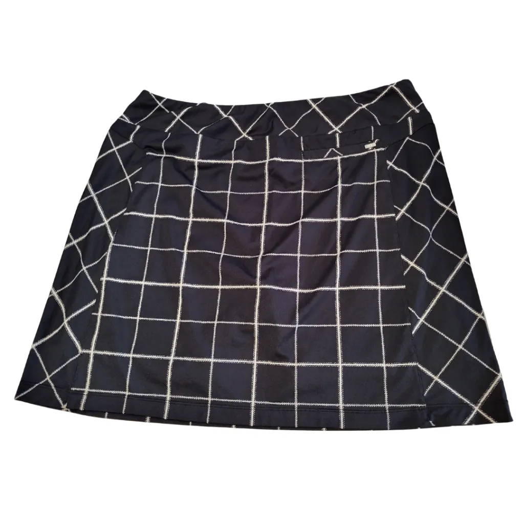 Tail White Label Black Skort with White Window Pane Print Size L