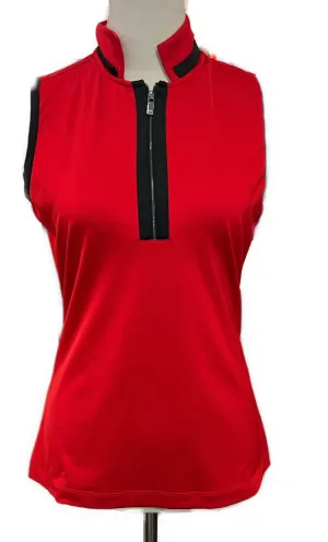 Tail Women's Red & Black Sleeveless Zip Golf Top Size S MSP$90