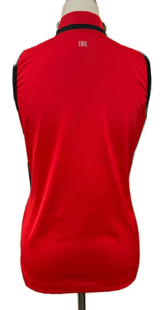 Tail Women's Red & Black Sleeveless Zip Golf Top Size S MSP$90