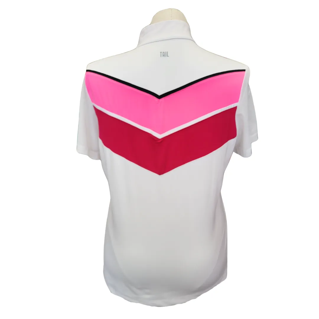 Tail Women's White, Red & Hot Pink Color Block Golf Polo Size XL MSP$96