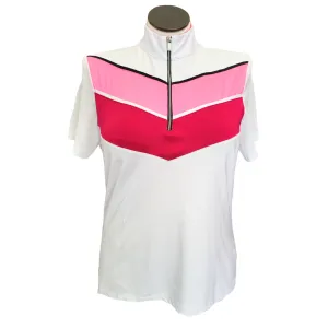 Tail Women's White, Red & Hot Pink Color Block Golf Polo Size XL MSP$96