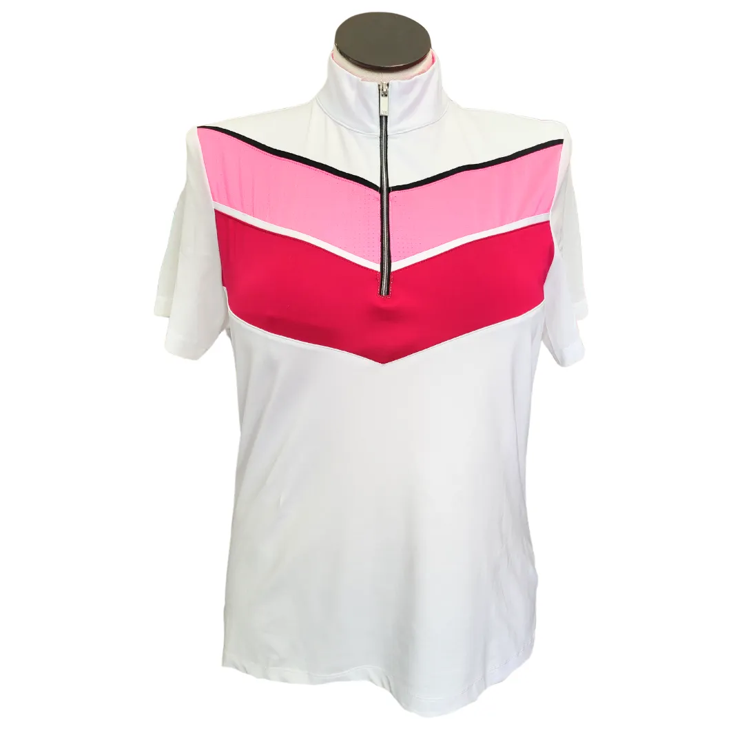 Tail Women's White, Red & Hot Pink Color Block Golf Polo Size XL MSP$96