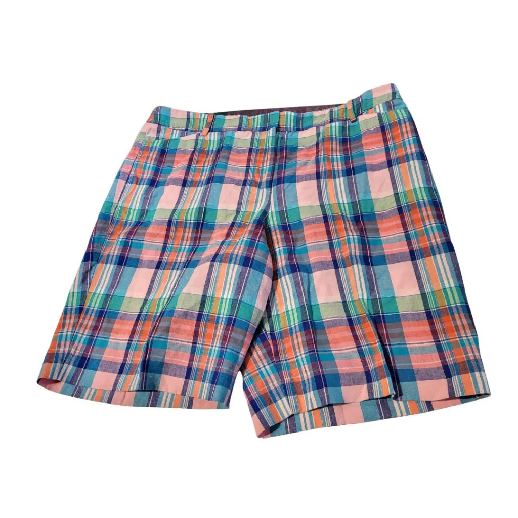 Talbots Multicolored Plaid Patterned Golf Shorts Size 16