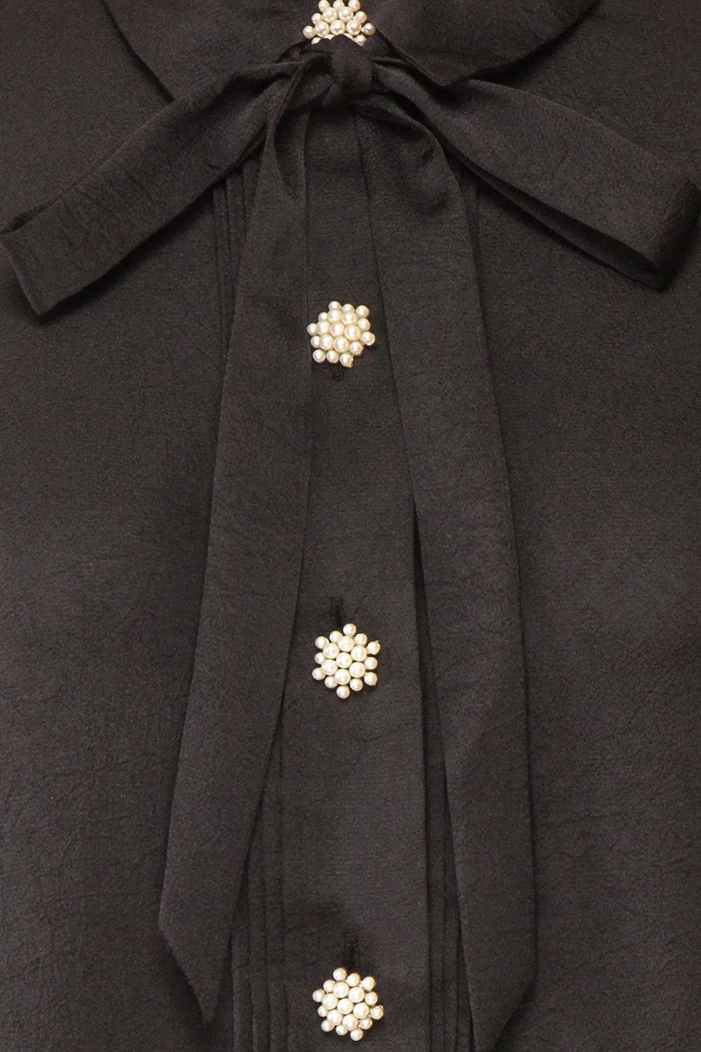 Talie Black | Textured Chiffon Button-Up Blouse