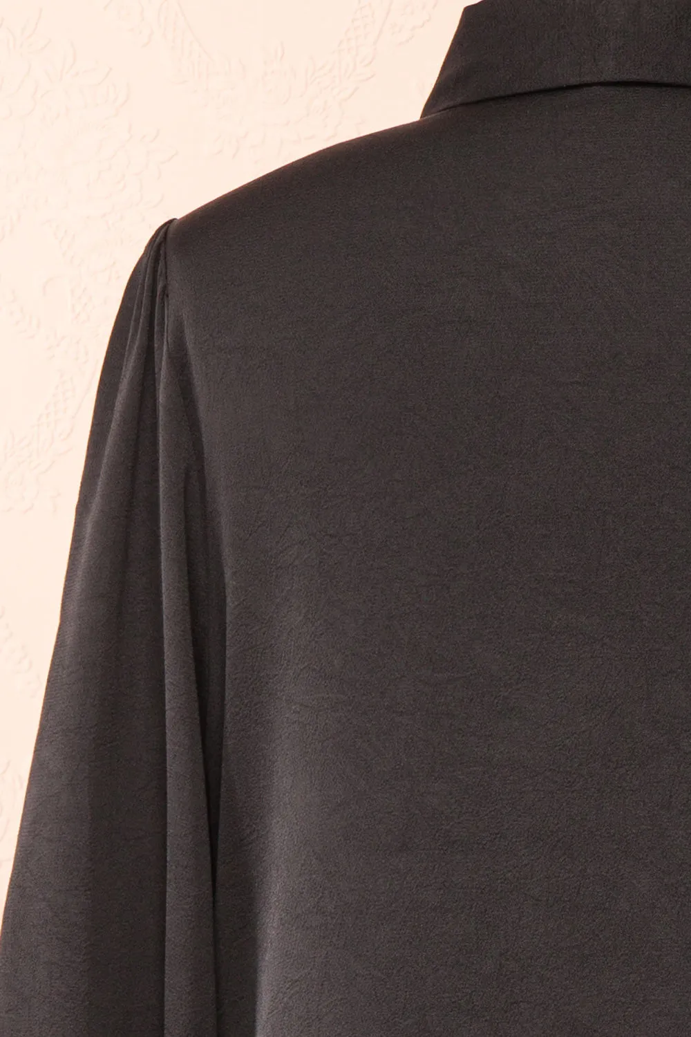 Talie Black | Textured Chiffon Button-Up Blouse
