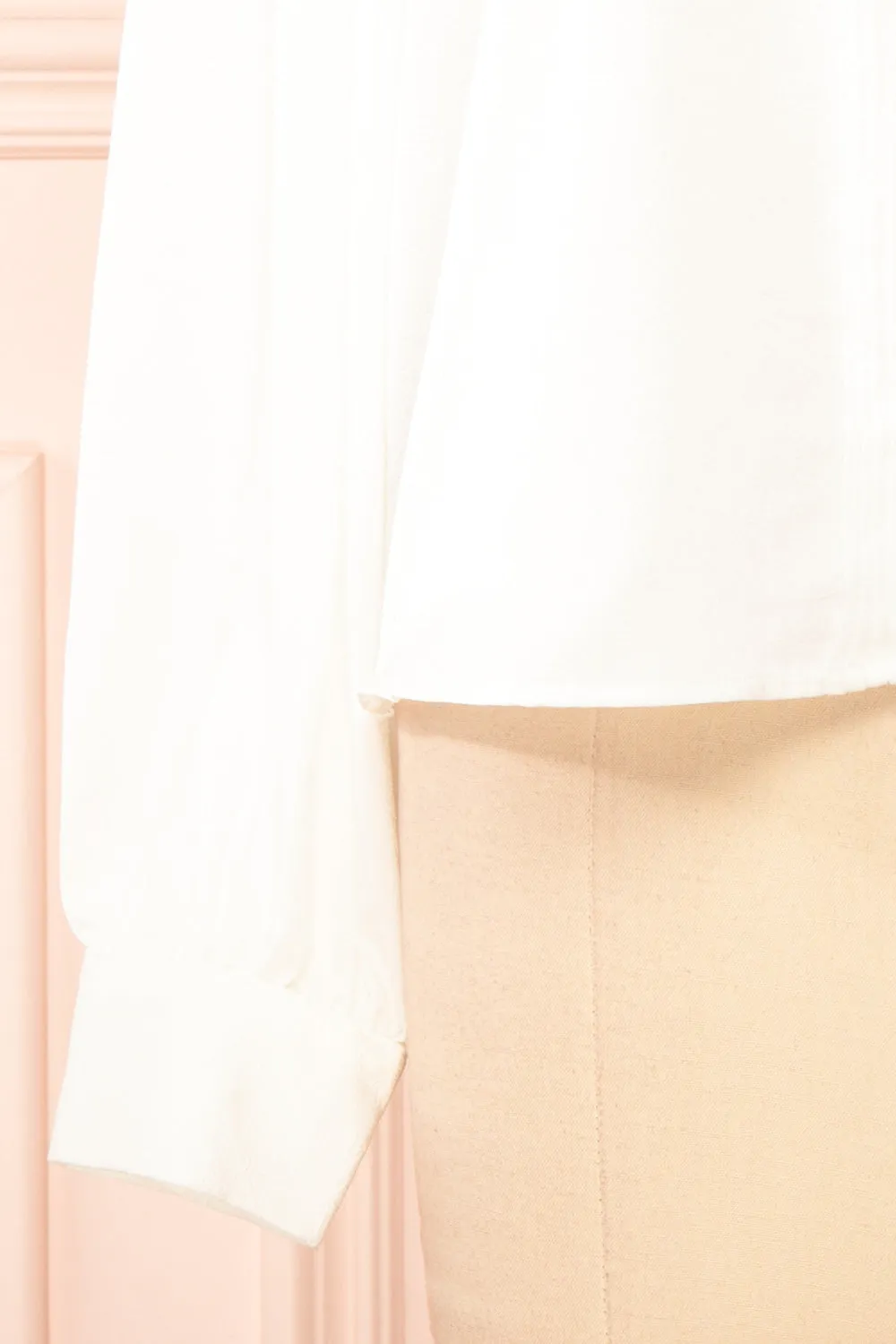 Talie Ivory | Textured Chiffon Button-Up Blouse