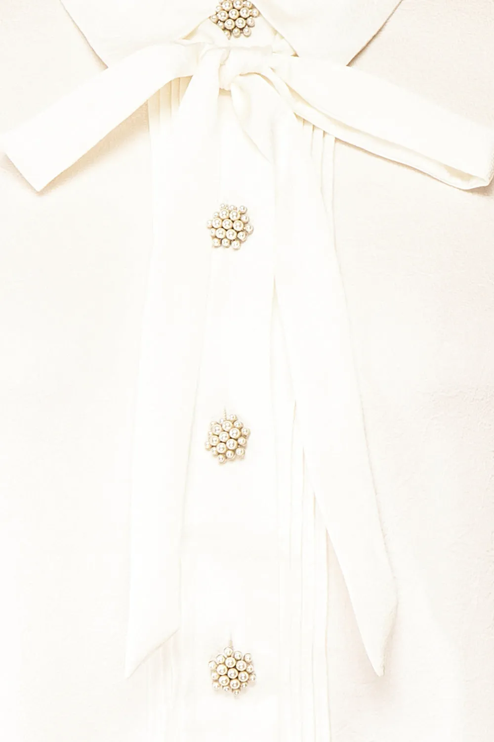 Talie Ivory | Textured Chiffon Button-Up Blouse