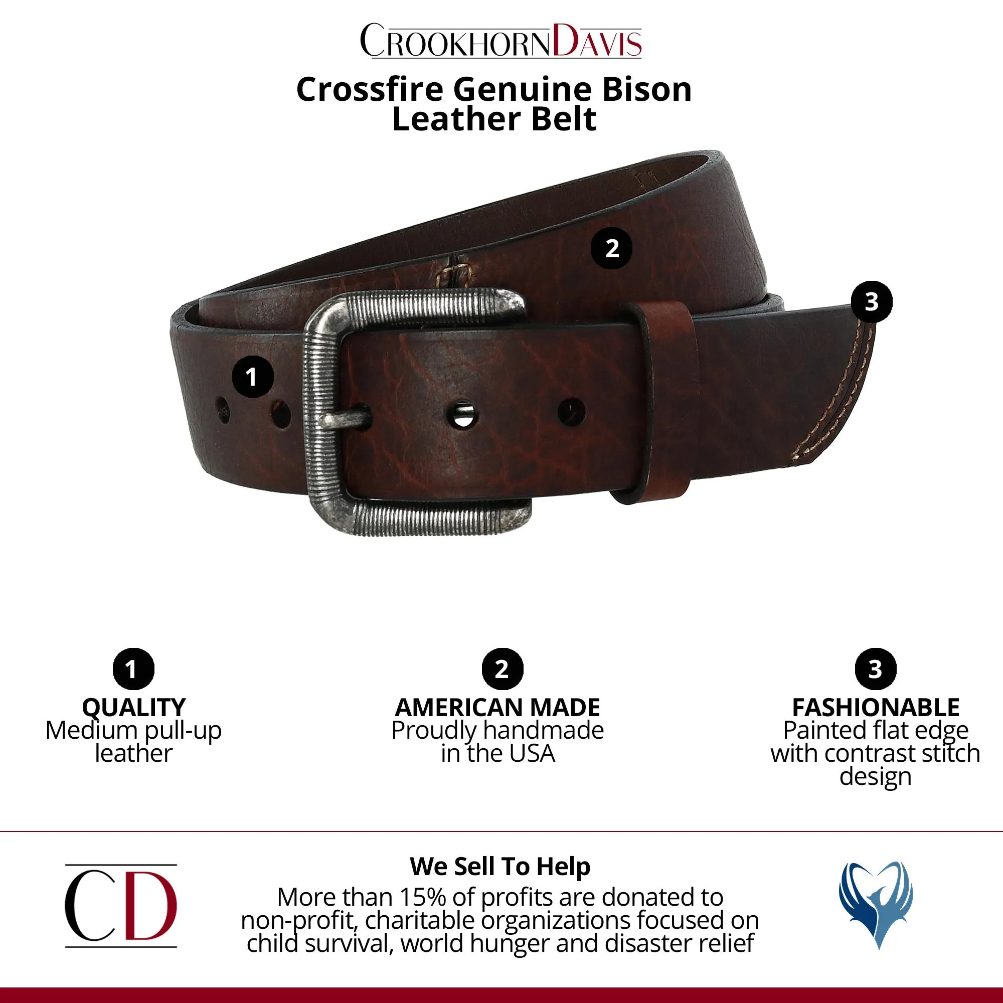 The Crossfire 40mm Genuine Bison Leather Belt