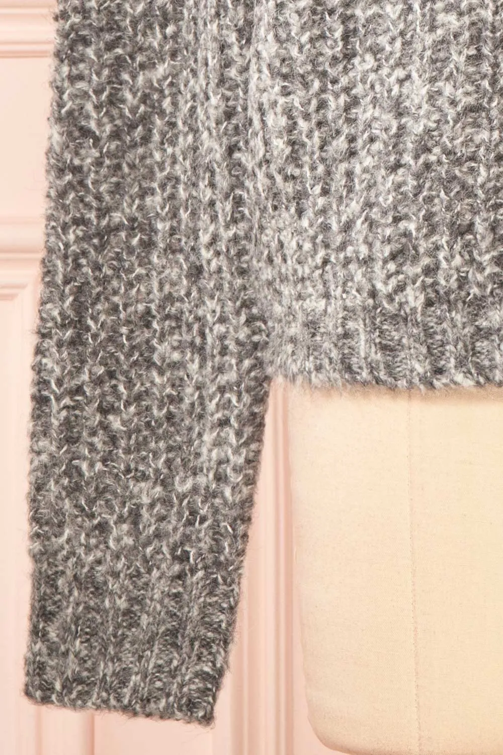 Thessi Grey | Button-Up Thick Knit Cardigan