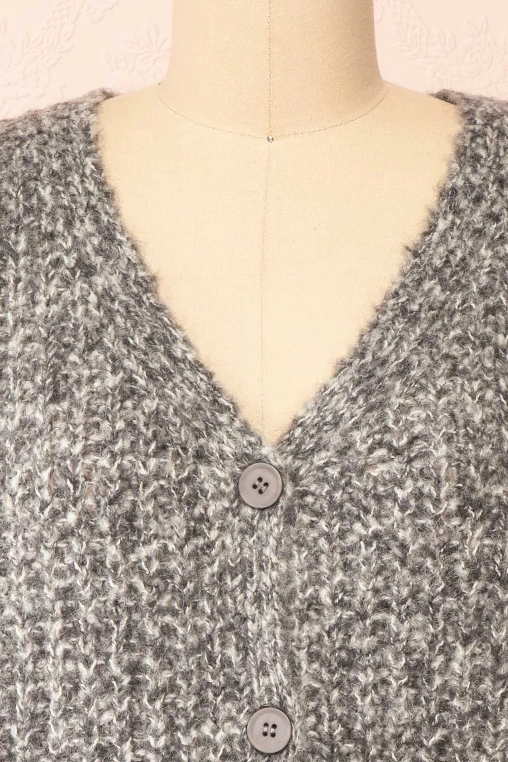 Thessi Grey | Button-Up Thick Knit Cardigan