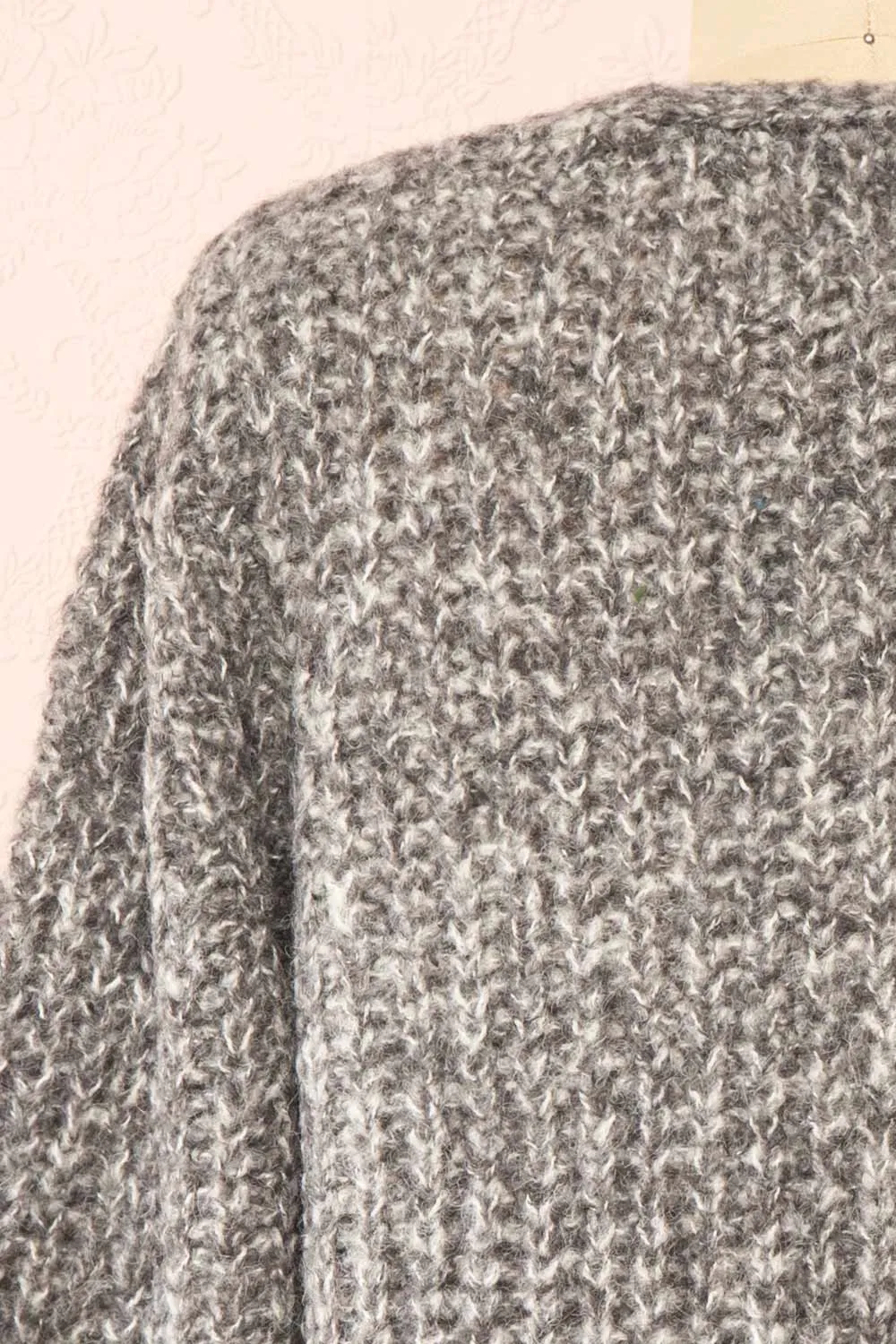 Thessi Grey | Button-Up Thick Knit Cardigan