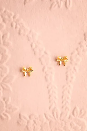 Tiresia Gold | Bow Stud Earrings