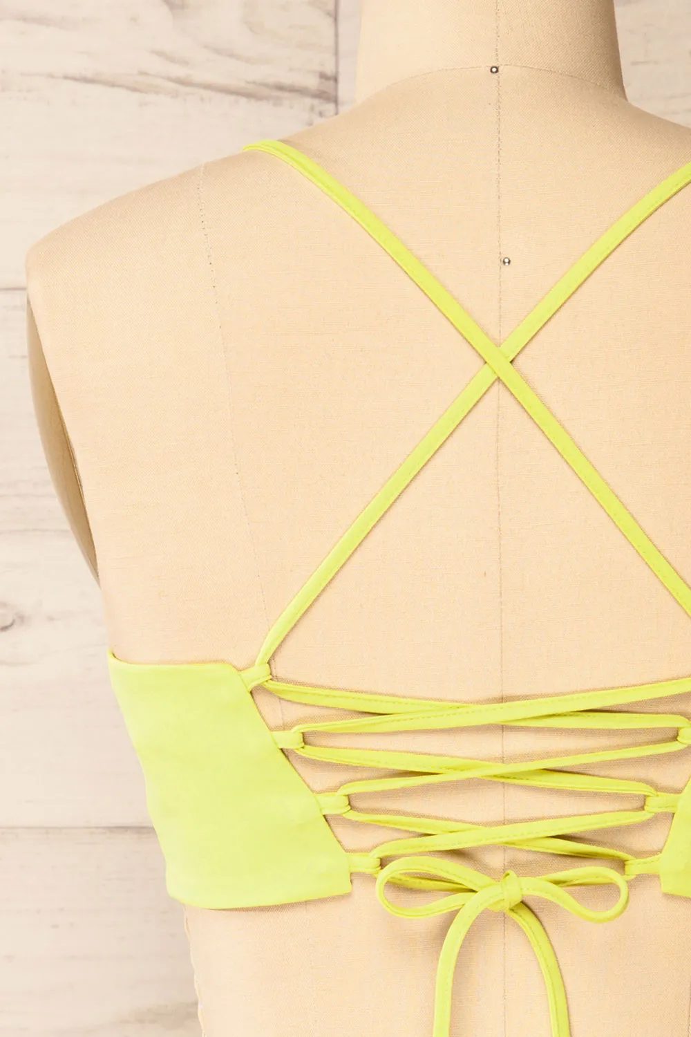 Toluca Green | Lace-Up Back Crop Top