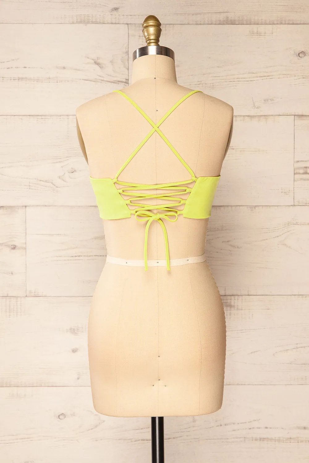 Toluca Green | Lace-Up Back Crop Top