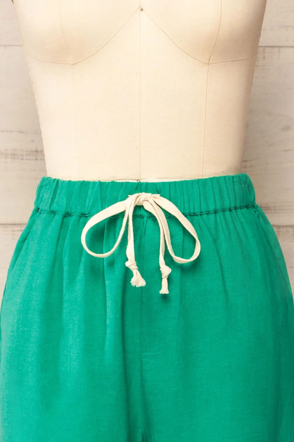Trincao Green | Linen Pants with Drawstrings