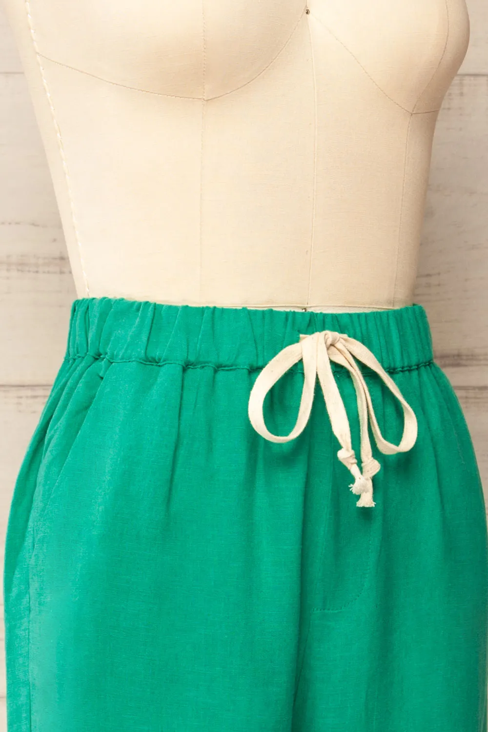 Trincao Green | Linen Pants with Drawstrings
