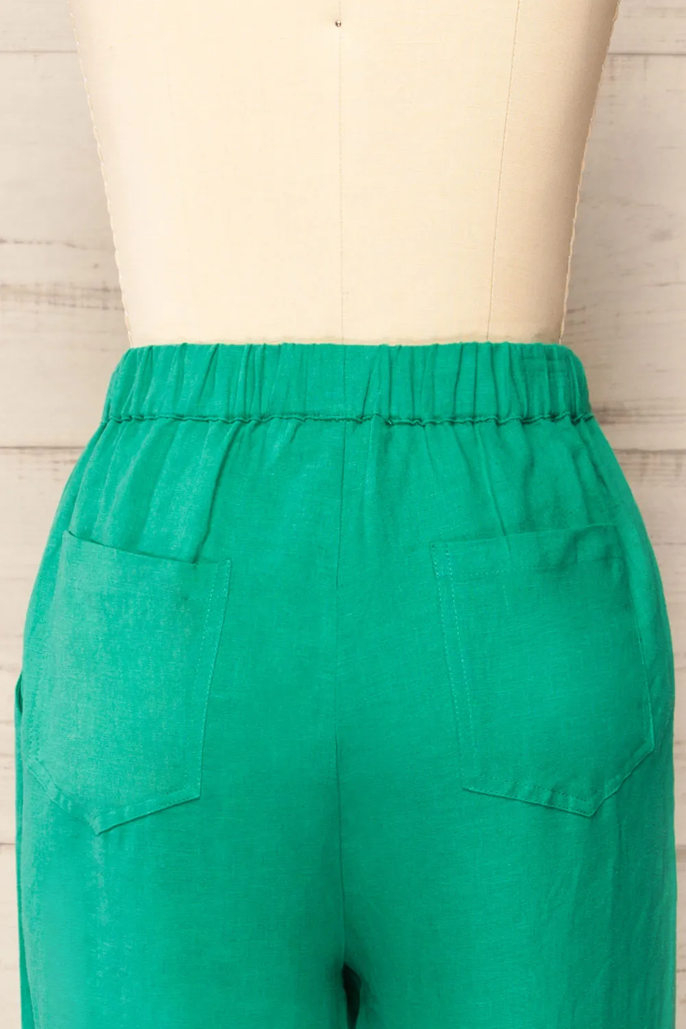 Trincao Green | Linen Pants with Drawstrings