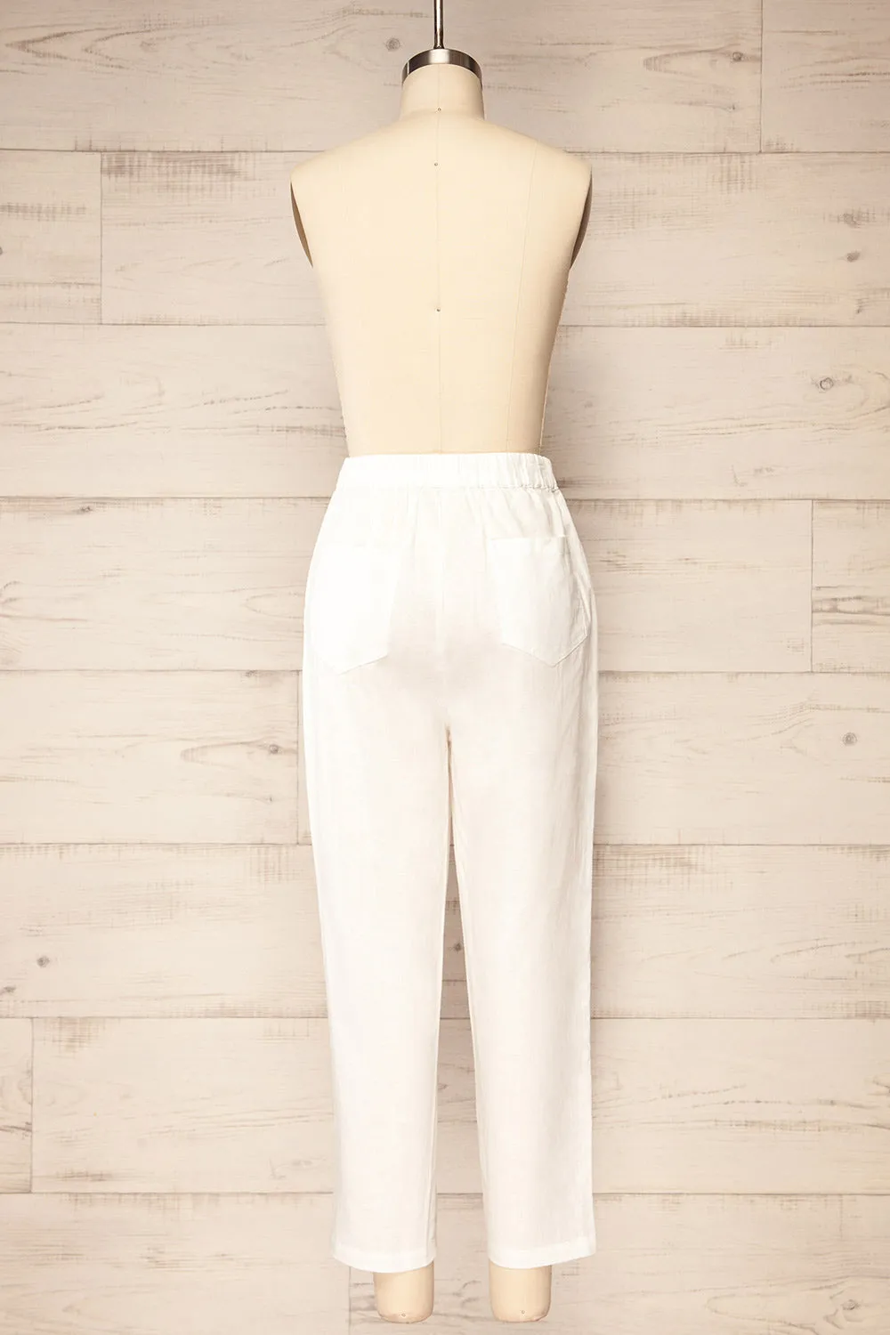 Trincao White | Linen Pants with Drawstrings