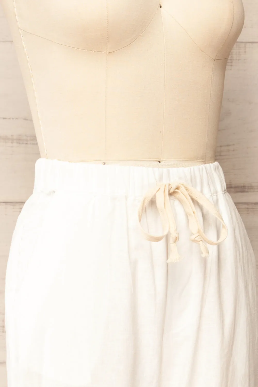 Trincao White | Linen Pants with Drawstrings