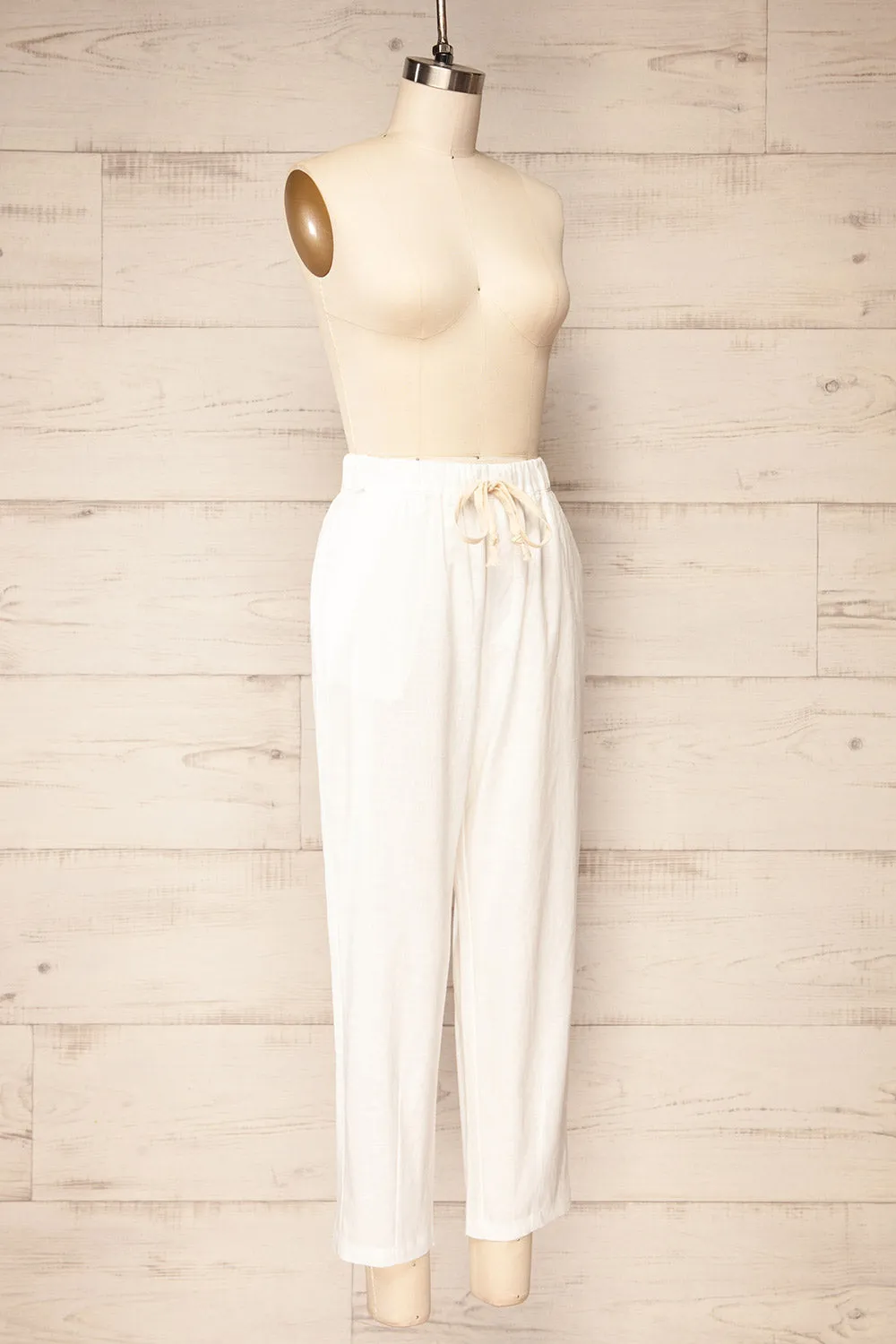 Trincao White | Linen Pants with Drawstrings