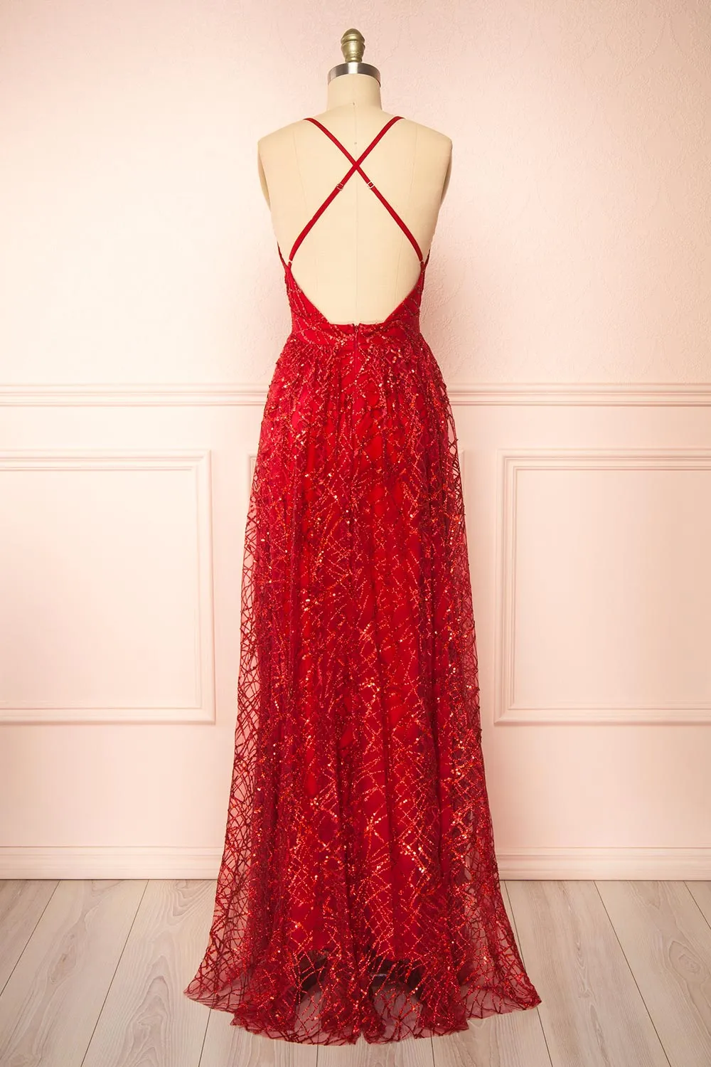 Tyffen Burgundy | Sequin Maxi Dress