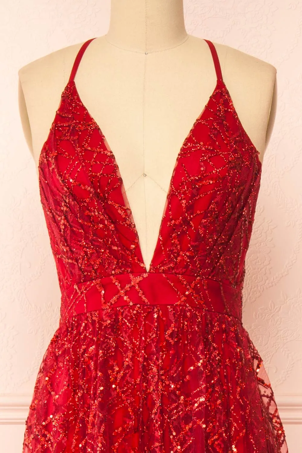 Tyffen Burgundy | Sequin Maxi Dress