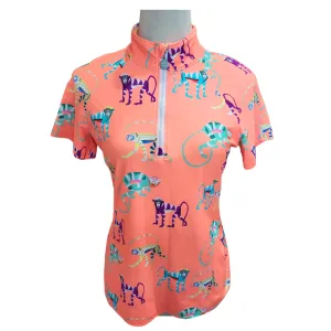 Tzu Tzu Lucy Golf Top - Coral Monkey Print Size M