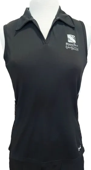 Under Armour Black Sleeveless Polo with Striped Panels and Logo Size M