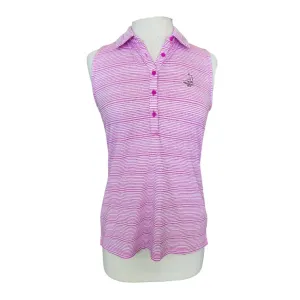 Under Armour Women's Fuchsia Striped Sleeveless Golf Polo Size M MSP$55