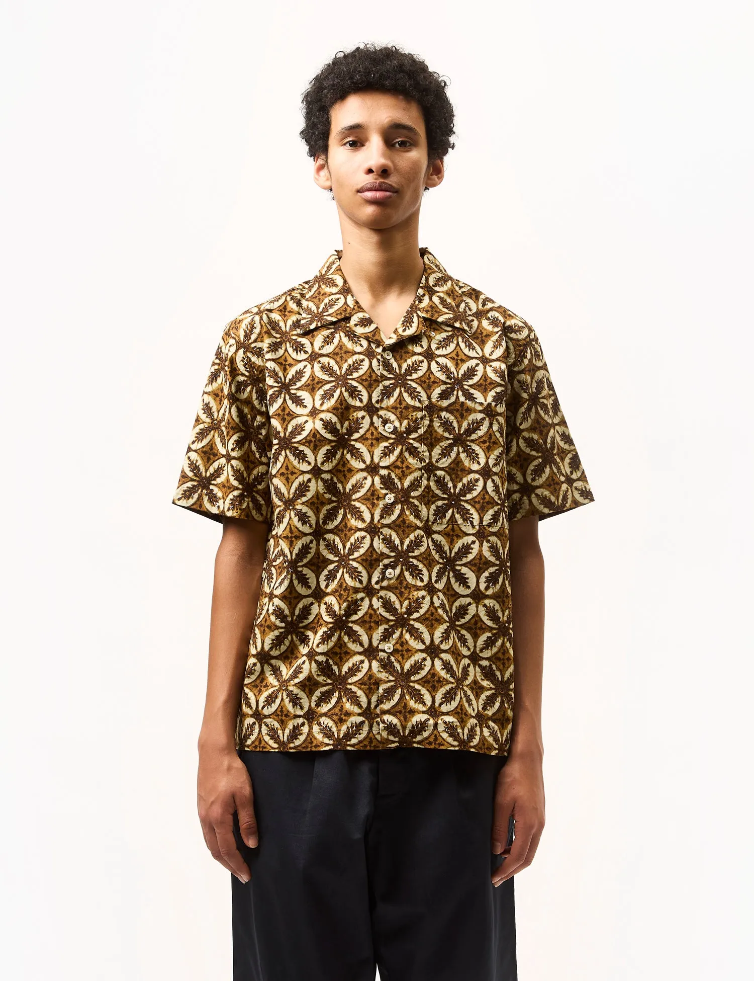 Universal Works Camp Shirt (Lobby Print) - Brown