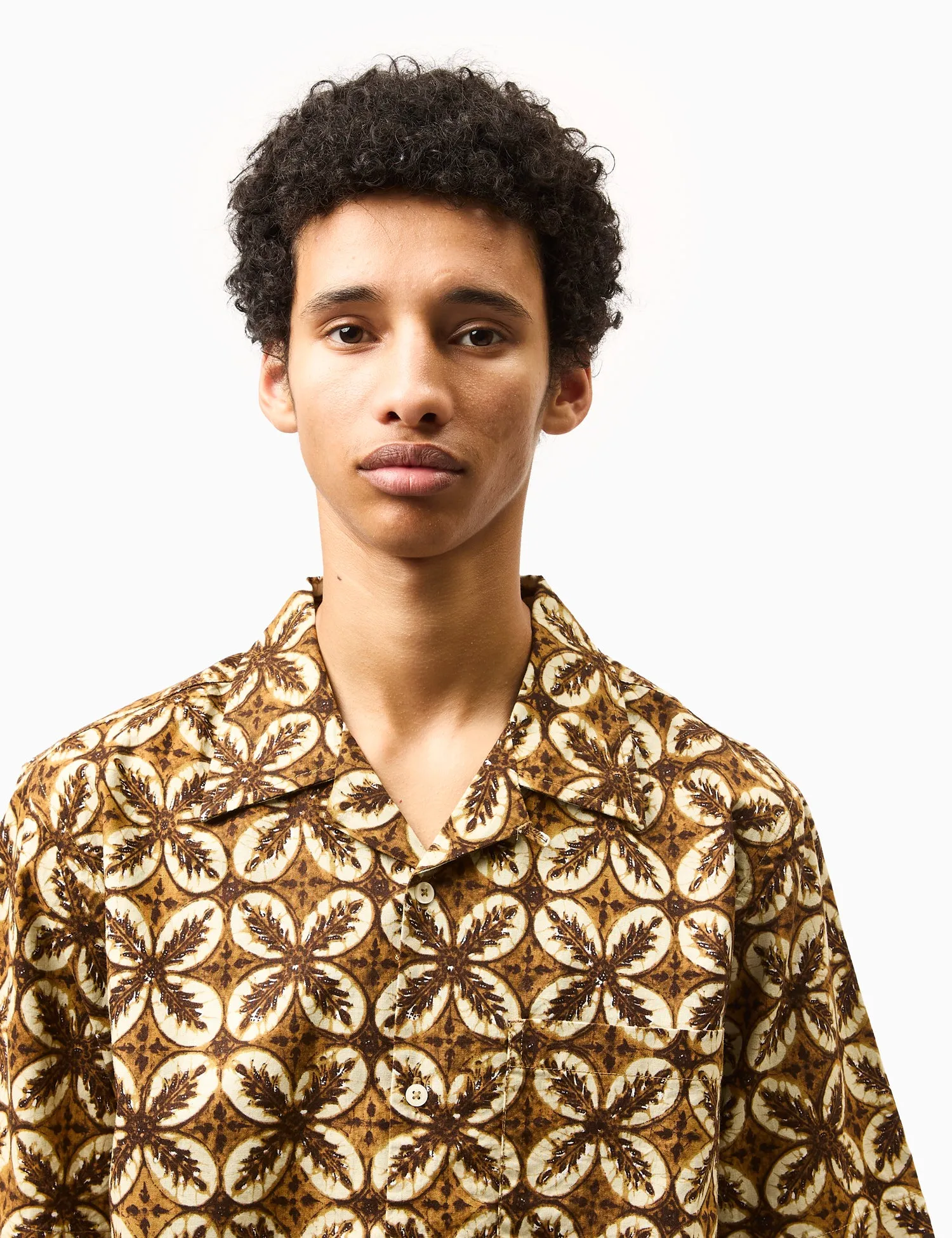 Universal Works Camp Shirt (Lobby Print) - Brown