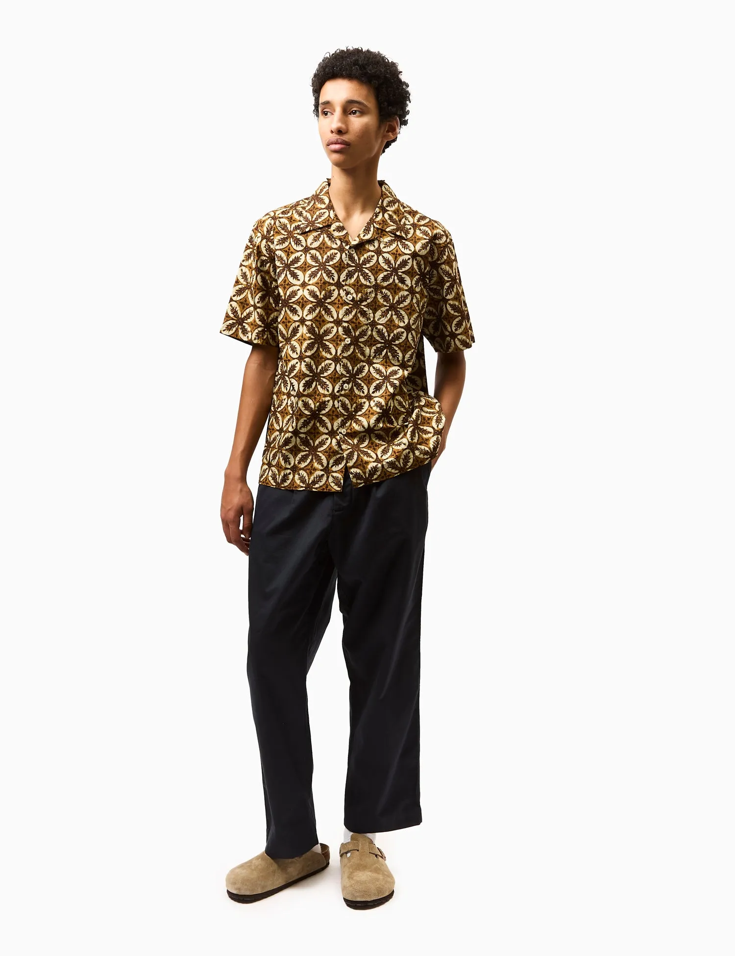 Universal Works Camp Shirt (Lobby Print) - Brown
