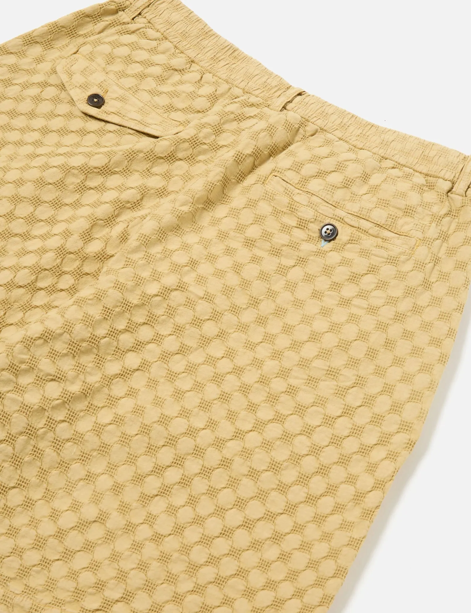 Universal Works Pleated Track Shorts (Dot Waffle) - Camel