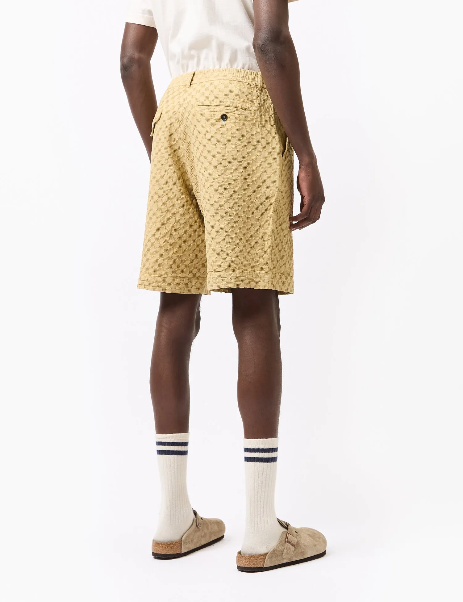 Universal Works Pleated Track Shorts (Dot Waffle) - Camel