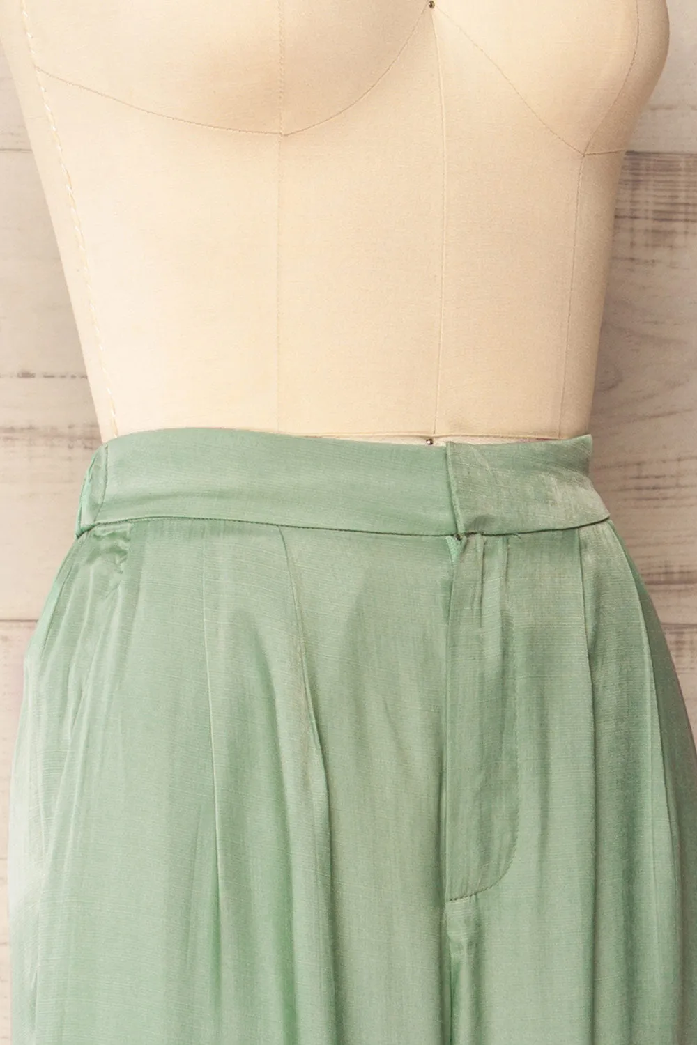 Urgench | Teal Silky High-Waisted Pants