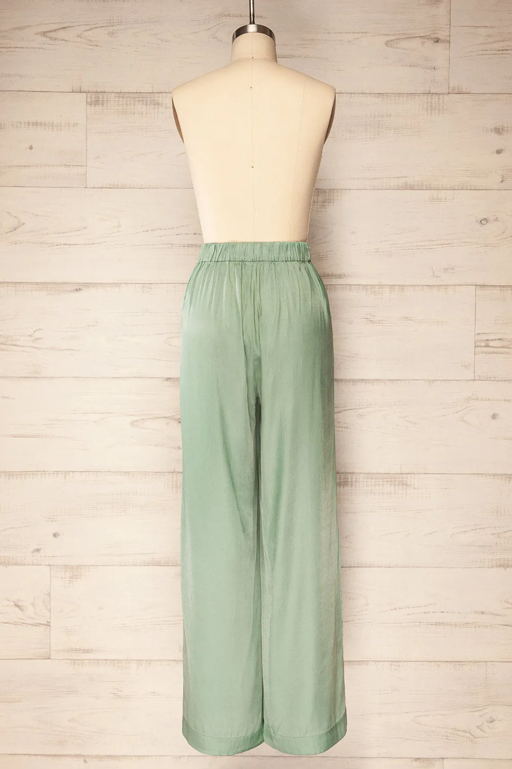 Urgench | Teal Silky High-Waisted Pants